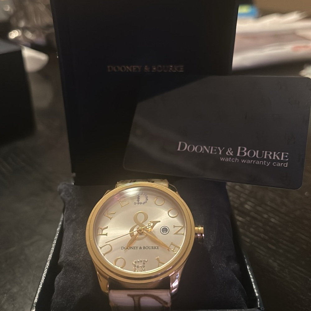 Dooney & Bourke tan and cream watch.  Canvas strap with DB initials. Beautiful - Picture 11 of 11